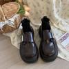 French Retro Big Head Loafer Small Leather Shoes 2025 Summer New British Campus Style Muffin Platform with Skirt Shoes