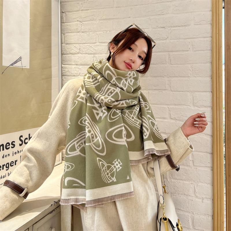 Shawl Thickened Warm Scarf Women's Winter Versatile Premium Neck Protection Scarf Dual-purpose Star Walk