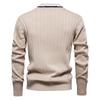 Men's Winter V-neck Long Sleeve Contrast Color Trimming Jacket Men's Loose Solid Color Knitted Cardigan