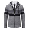 Мужской кардиган-свитер с капюшоном, новый кардиган с цветными блоками и капюшоном большого размера