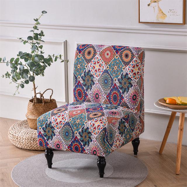 Bohemian Armless Chair Cover Stretch Spandex Accent Dining Chair Covers Nordic Sofa Slipcovers For Living Room Christmas Decor