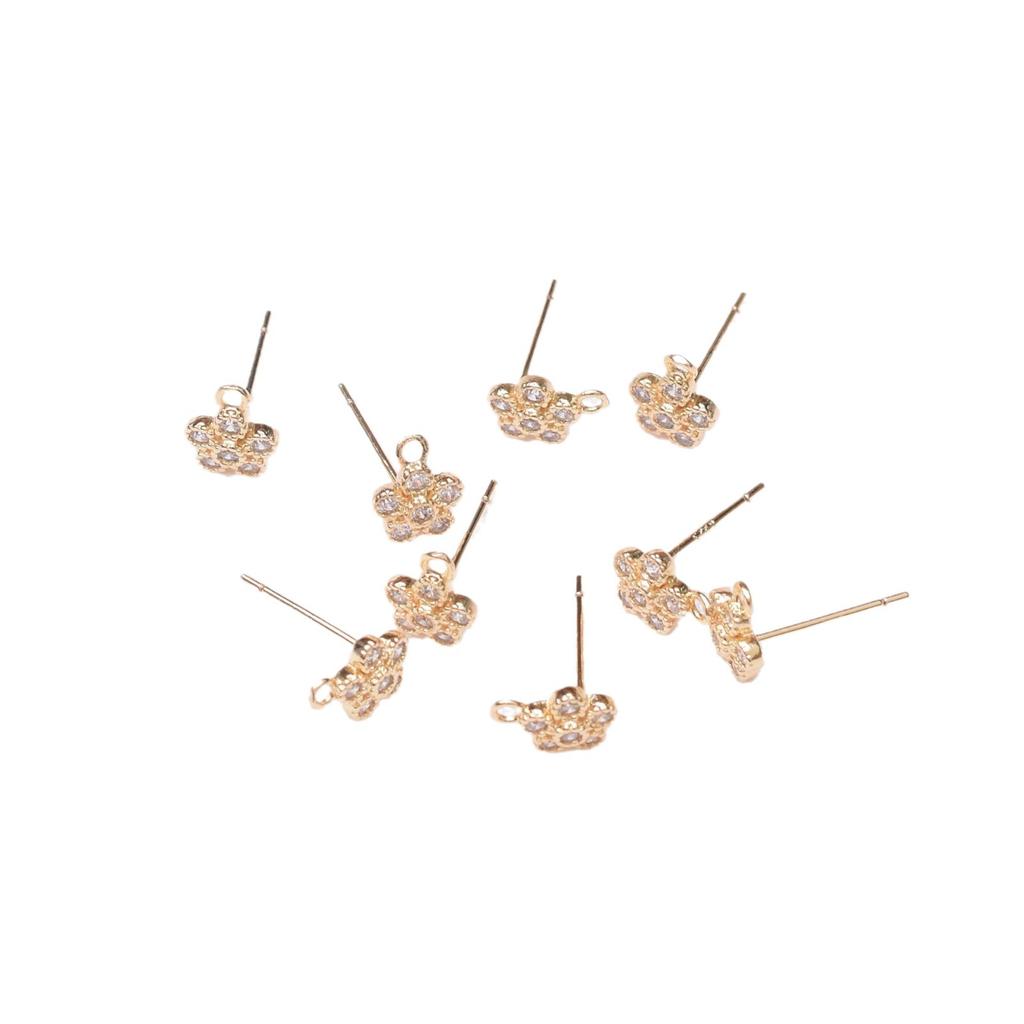10 шт. 14-каратное золотое покрытие в форме бабочки с микро-инкрустацией и подвесными серьгами-гвоздиками, серебряные иглы S925, ювелирные изделия своими руками, иглы для ушей в форме солнца, аксессуары в процессе работы