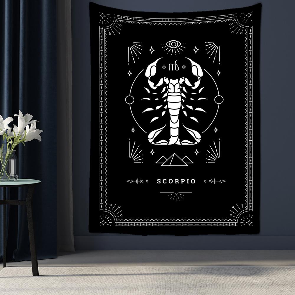 Черно-белый гобелен созвездия Таро, настенный Гобелен, научная фантастика, психоделическая магия, богемный хиппи, домашний декор