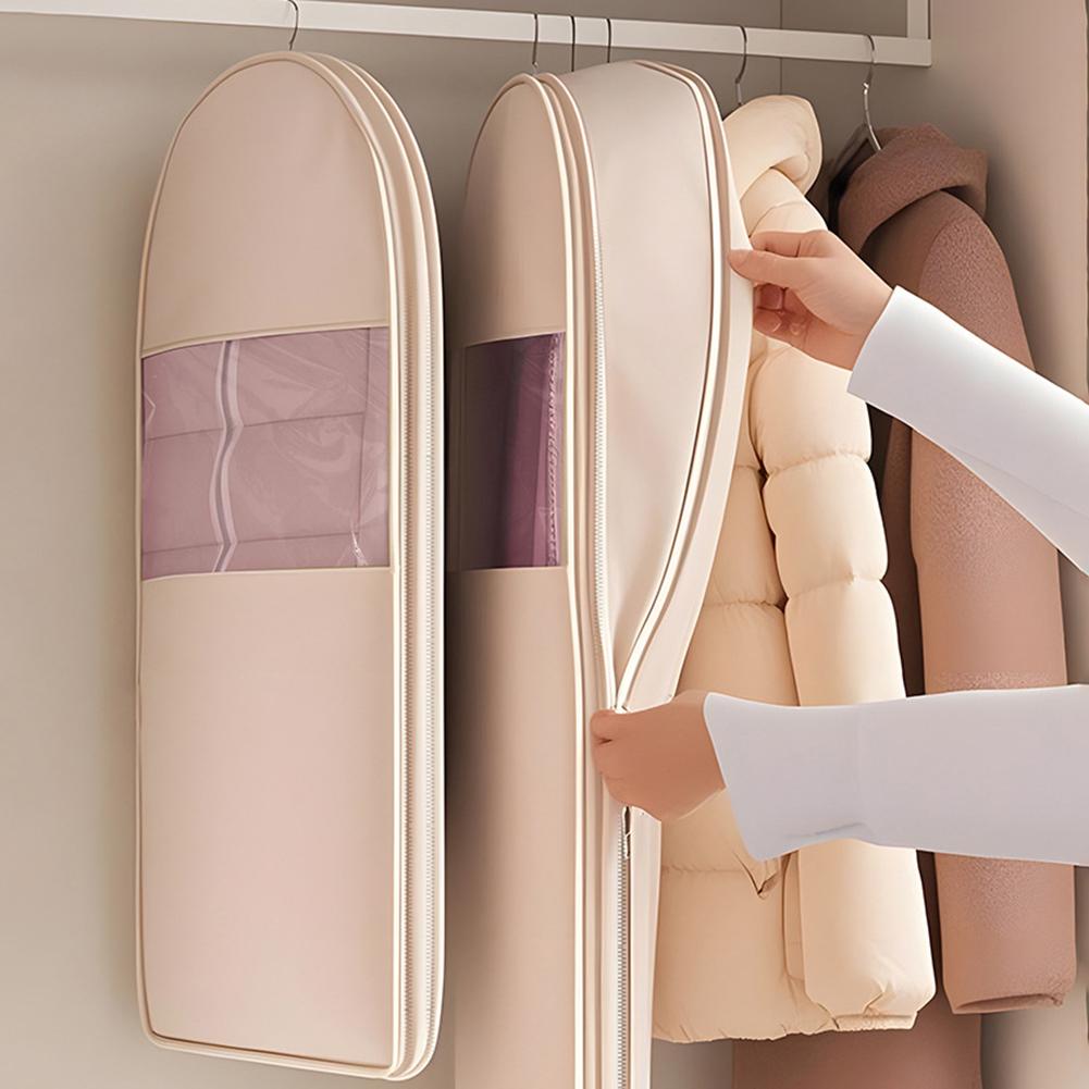 Подвесной чехол для одежды с самокомпрессионной молнией, пылезащитный чехол, сумки для одежды, экономящий место, прозрачный пылезащитный чехол для хранения в шкафу