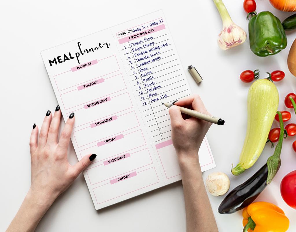Inkdotpot Weekly Meal Planner Notepad 7"x10 , "Kitchen Menu" Magnetic Meal Planning Pad with Tear Off Grocery S-54 Sheets