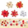 10pcs 14cm Glitter Artificial Poinsettia Christmas Flowers XmasTree Ornaments Christmas Decorations for Home New Year
