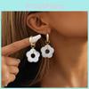 Fashionable Alloy Resin Floral Earrings Elegant Geometric Design For Women