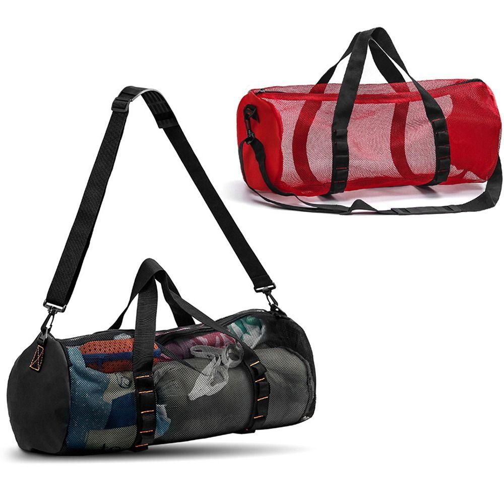 Adjust Shoulder Strap Mesh Travel Duffle Foldable Dive Gear Pouch Mesh Dive Bag Beach Activities
