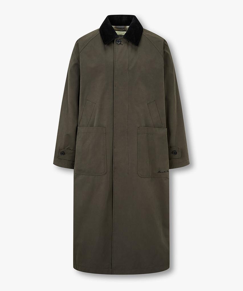 Man On The Boon Color Block Corduroy Collar Long Half Jacket_Brown 4715309006