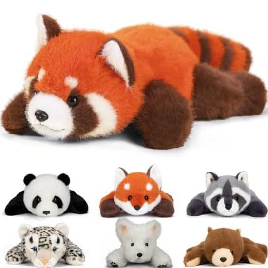 Homehalo stuffed animal red panda hugging pillow small cute fluffy weighted soothing comfortable sleeping interesting birthday gift celebration (30CM)