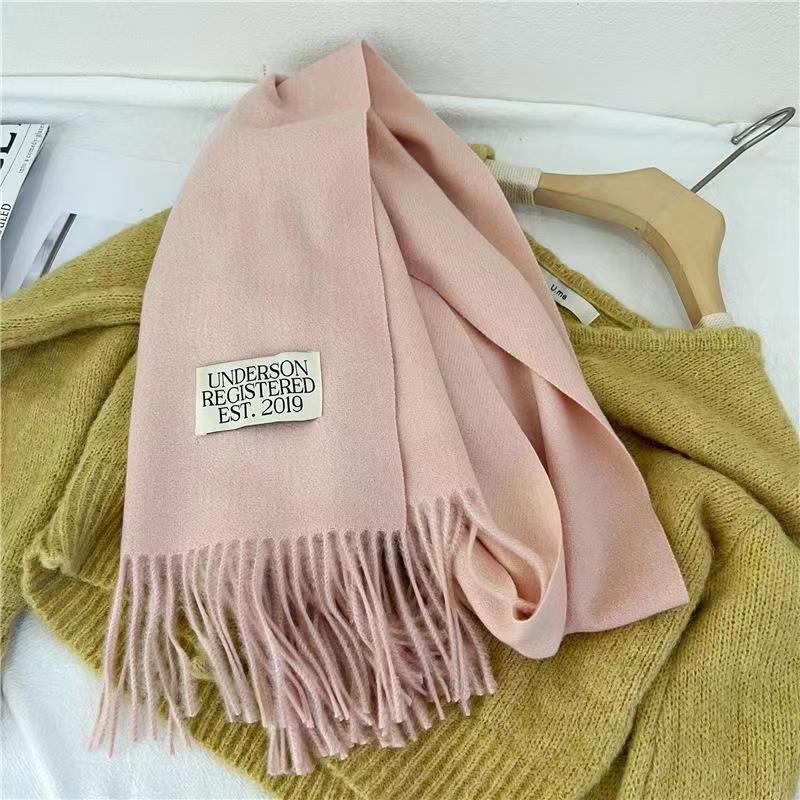 Однотонный кашемировый шарф на шею для женщин, зимние теплые шали и накидки, большие шарфы-хиджабы, женский 35x170см EMA