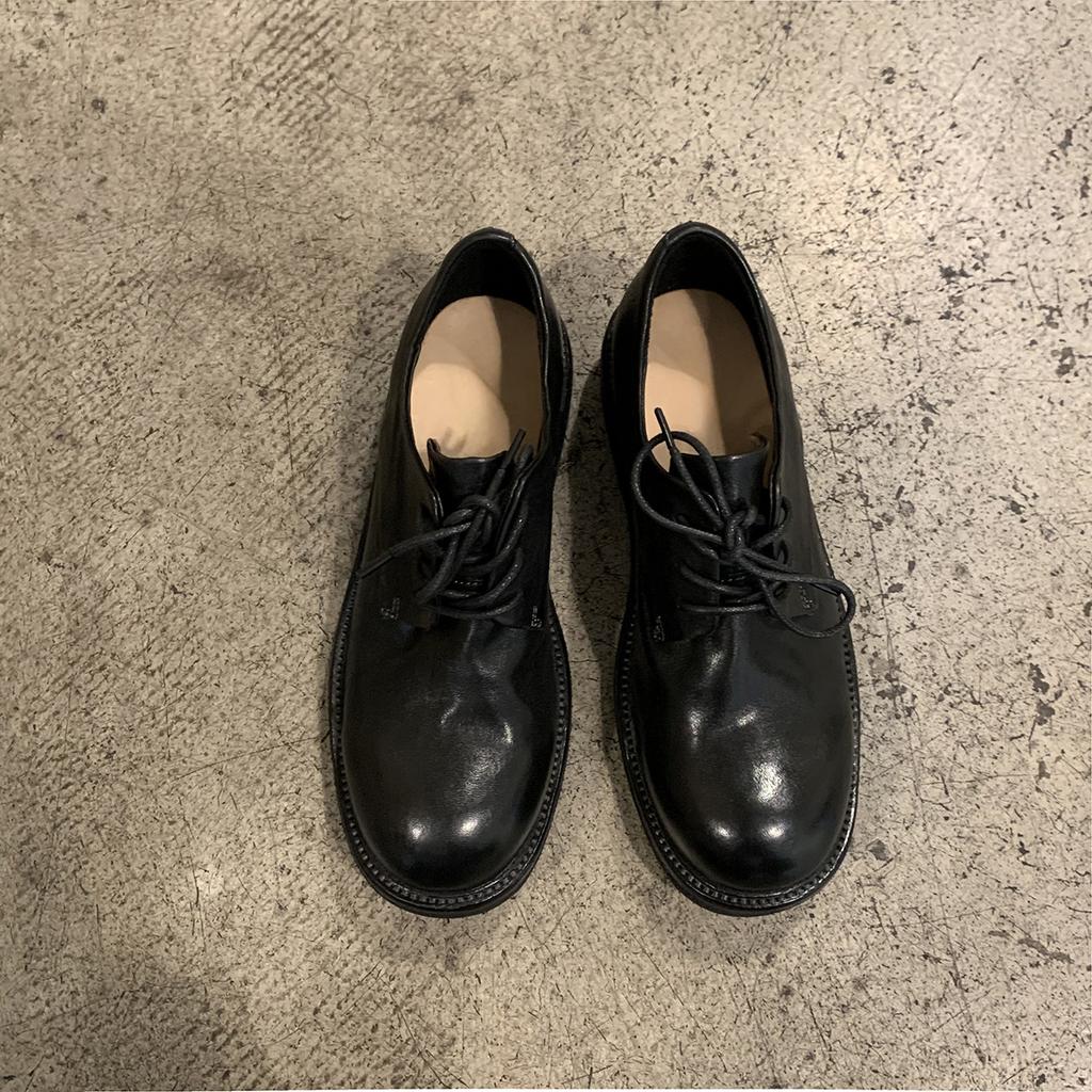 Grape Mother Autumn and Winter New Platform Loafers Women Wear Uniform Leather Shoes Washed Soft Leather British Style Shoes Women