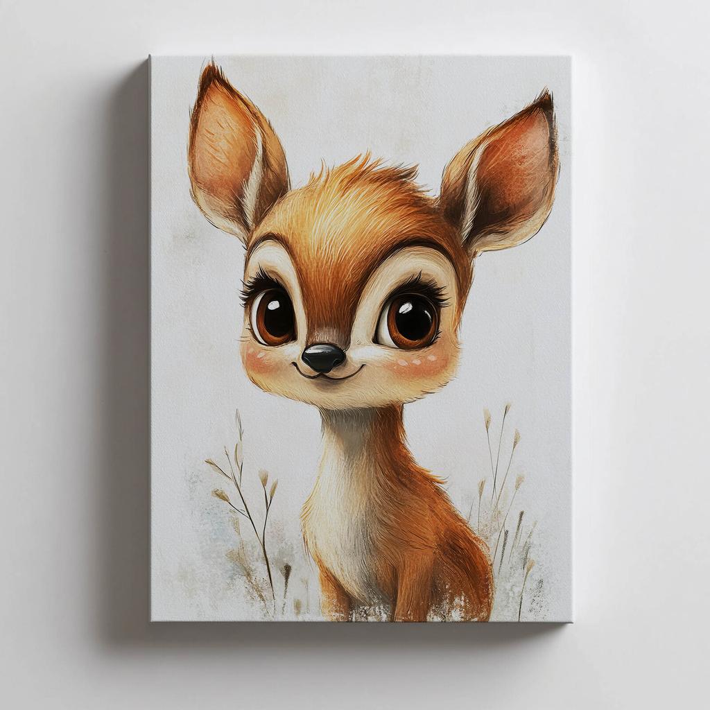 Mały Jelonek Z Wielkimi Oczami Mały Jelonek Z Wielkimi Oczami, 70X100 Cm, Bez Ramy, Płótno Premium Na Blejtramie