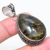 Labradorite Gemstone 925 Sterling Silver Jewelry Pendant 2.05" C9a18