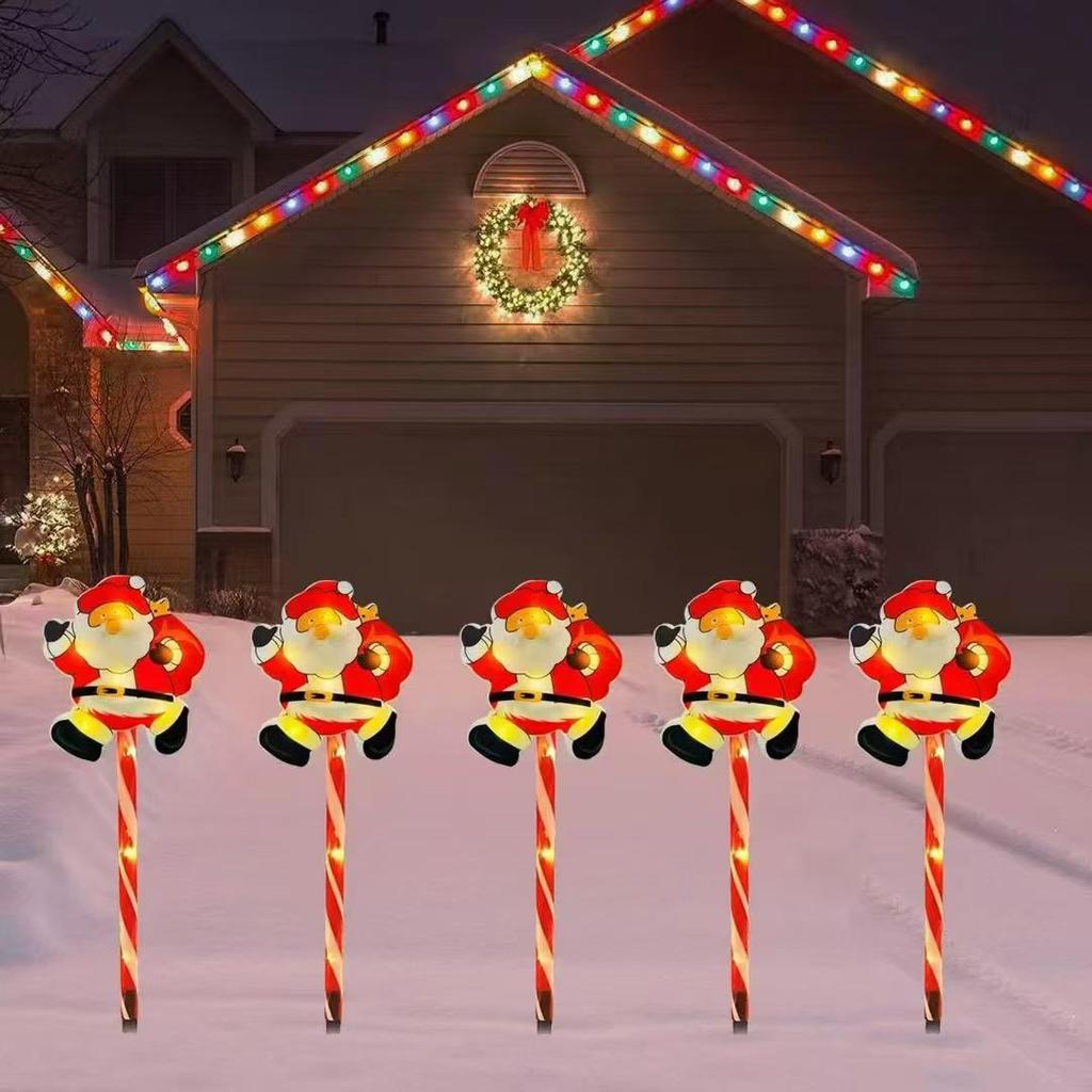 2025 Солнечные Рождественские Санта и Снеговик Светящиеся Гирлянды для Наружного Декора