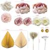 32 PCS Boho Cake Topper Flower Palm Leaves Cake Decorations for Wedding Baby Shower Birthday Party Supplies Mother's Day