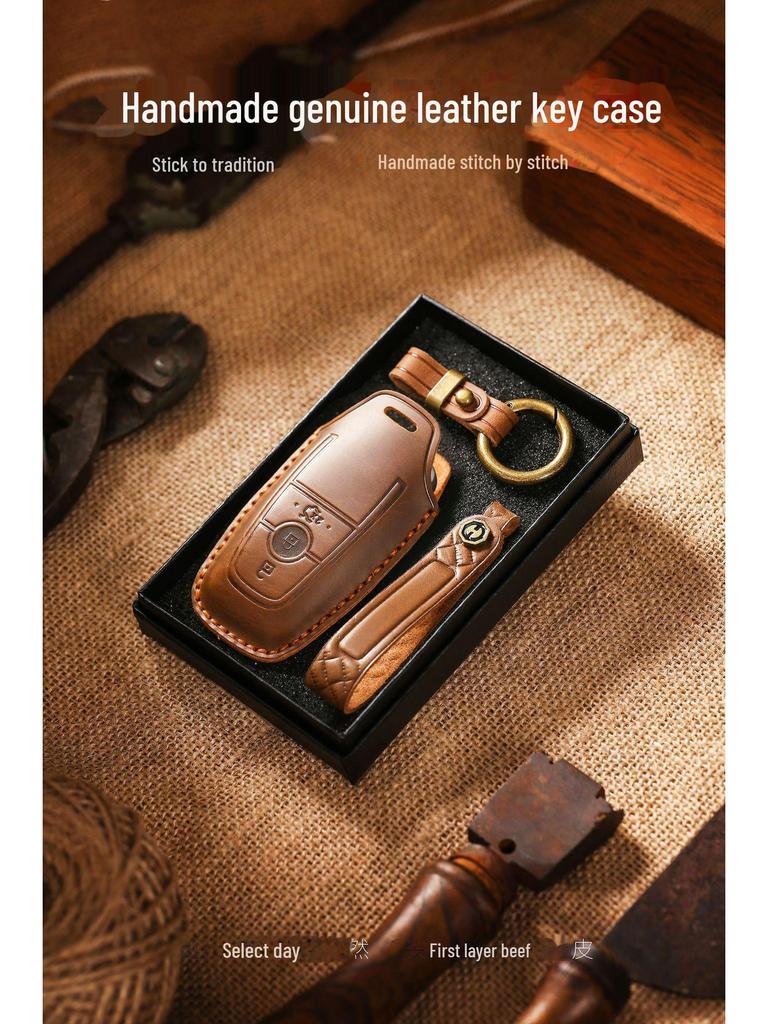 Кожаный чехол для ключа в стиле ретро ручной работы для Ford Focus/Mondeo