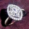 Huitan New Fashion Marquise Shaped CZ Rings for Women Eternity Engagement Wedding Accessories Luxury Silver Color Female Jewelry