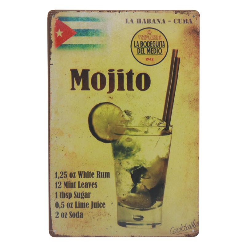 Классические рецепты коктейлей, металлические жестяные вывески Caipitinha Cosmopolitan Blue Lagoon Bahama Mama, Bloody Mary, настенный декор, доска в стиле ретро-паб