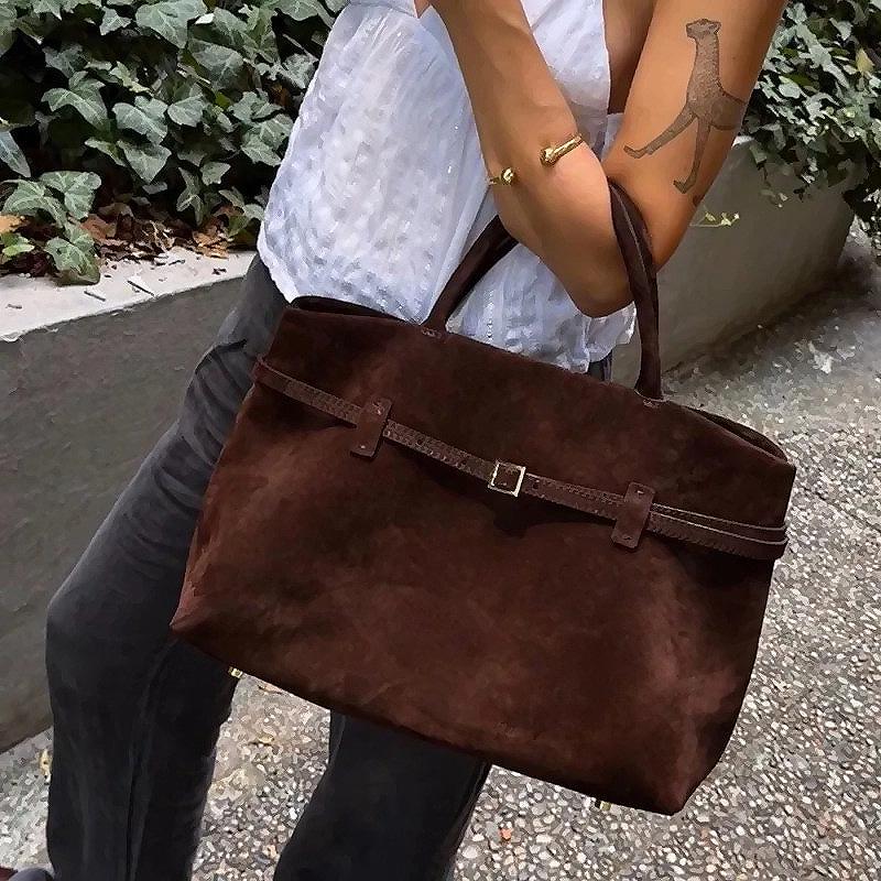 Женская ретро замшевая сумка-тоут для通勤 - Большая вместимость, сумка-стрела для осени и зимы