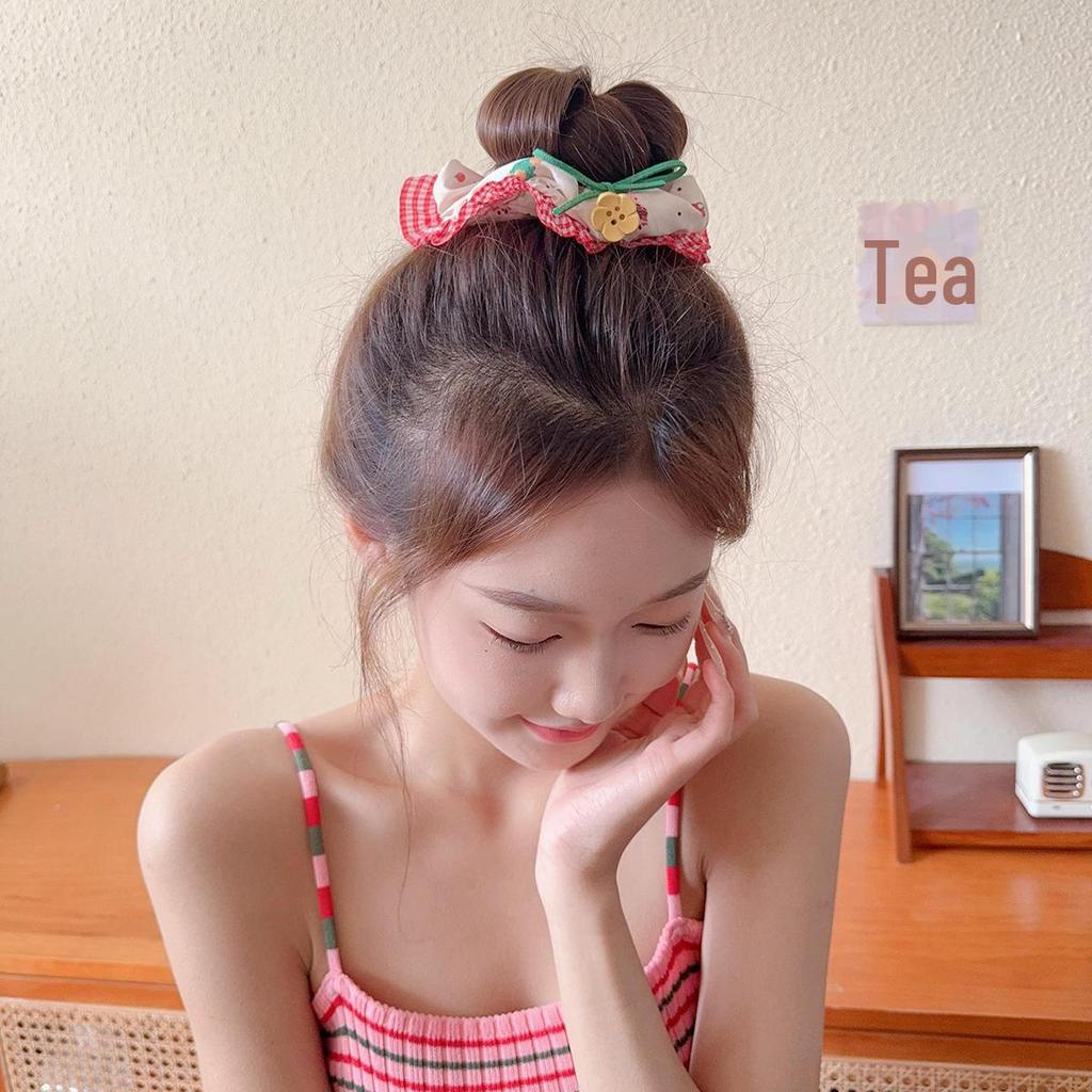 Комплект из кружевных резинок для волос с изображением медведя и кролика в клетку