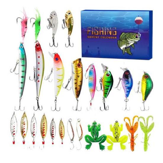 Рыболовные приманки Адвент-календарь 24-дневный календарь обратного отсчета до Рождества Рыболовные сюрпризы Адвент-календарь