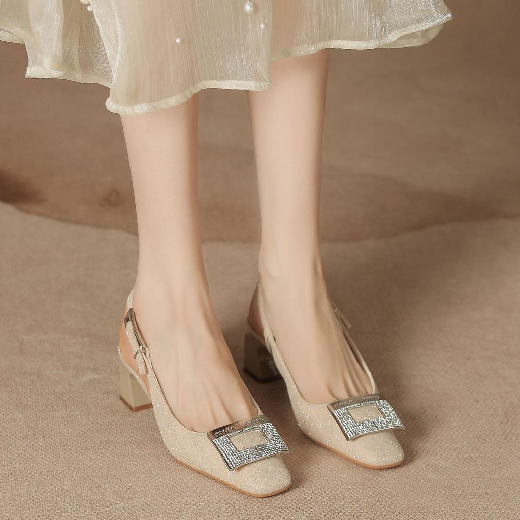 H899-5 золотая пудра специальные красивые босоножки на высоком каблуке женские полусумка голова назад пустые летние женские туфли овчина стелька большие стразы