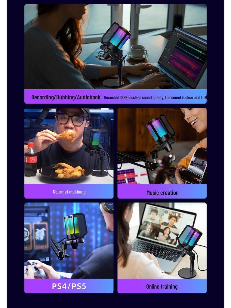 Микрофон Fifine Radiance A6 RGB для записи на настольный компьютер и телефон