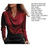 Women Shirt Lapel Swing Collar Long Sleeve Casual Loose Fit Shirt Solid Color Versatile Smooth Satin Shirt Daily Wear
