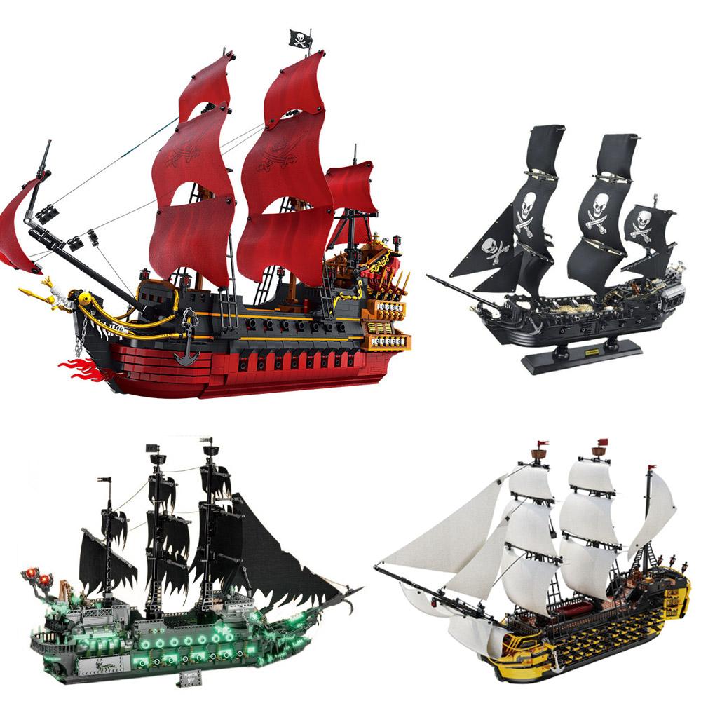 Пиратский корабль Карибского моря MOC Строительные блоки Черная Жемчужина Месть Королевы Анны Фильм DIY Мини-Кубики Сборные Игрушки Для Ребенка Подарок