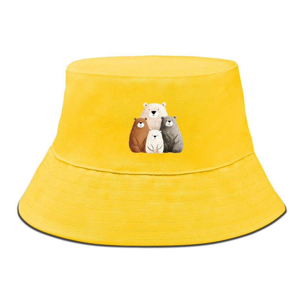 Панама с принтом семьи медведей, женская кепка с животными, конфетного цвета, унисекс, повседневная, шляпа для рыбалки