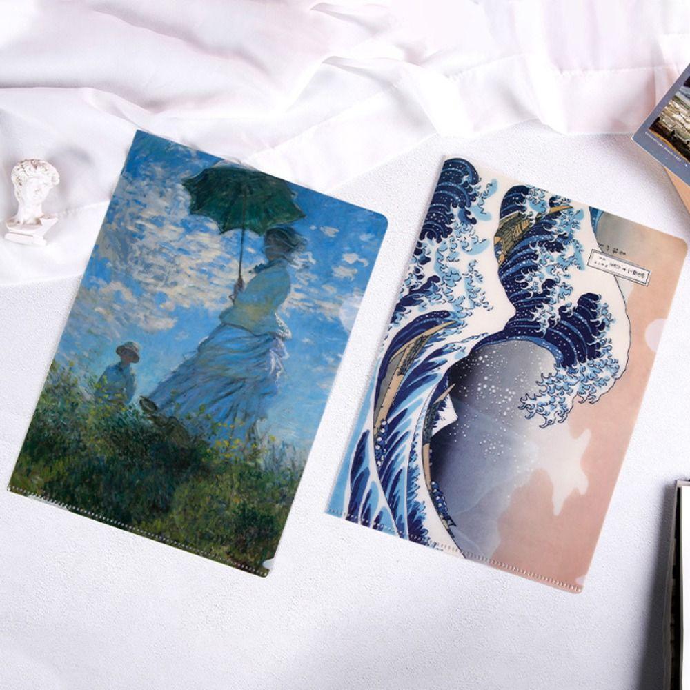 Папка-презентация Папка L-образной формы Серия «Забавные известные картины» Документы Органайзер для бумаги Сумка для хранения Папка для файлов A4 Настольный