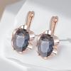 Серые Большие Овальные Висячие Серьги-Капли для Женщин Розовое Золото Цвет с Натуральным Цирконом Высокое Качество Повседневные Изящные Ювелирные Изделия