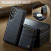 For Samsung Galaxy S25/Galaxy S24 Case AUTSPACE A12 Leather Back Cover with Magnetic Detachable Card Bag Kickstand
