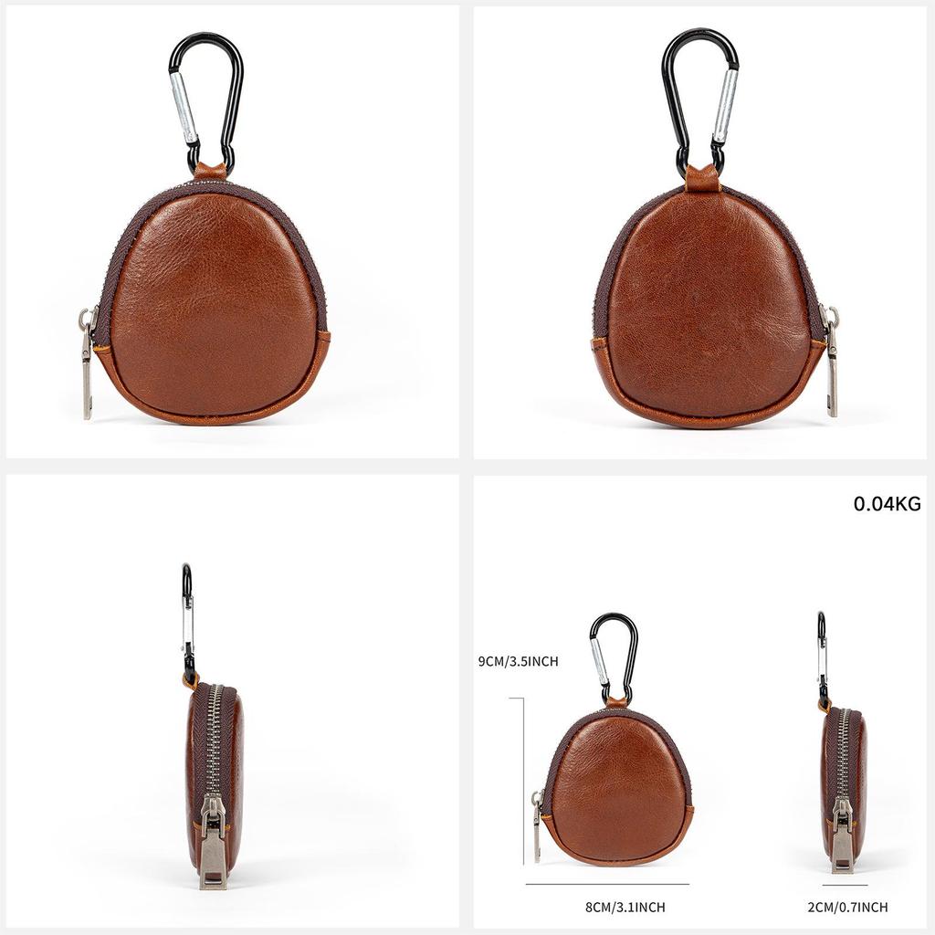 Винтажный кошелек для монет из натуральной кожи: Многофункциональный мини-кошелек на молнии из коровьей кожи высшего слоя