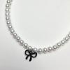 L’OMBRILLANT Black Ribbon Pearl Necklace