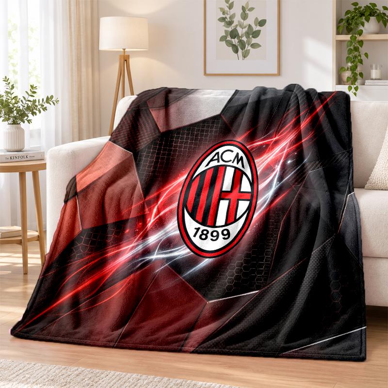 AC Milan Printed Flannel Blanket Warm Comfort Bed Throw For Indoor Home Decoration