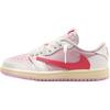 X Travis Scott Air Jordan 1 Нескользящие Низкие Детские Баскетбольные Кроссовки Розовый Белый Красный Детские IQ7605-101