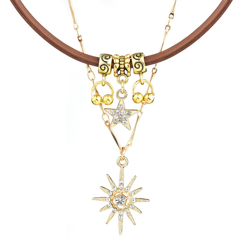 Привлекательный стиль Винтажное цветочное и звездное колье-чокер для женщин в два слоя