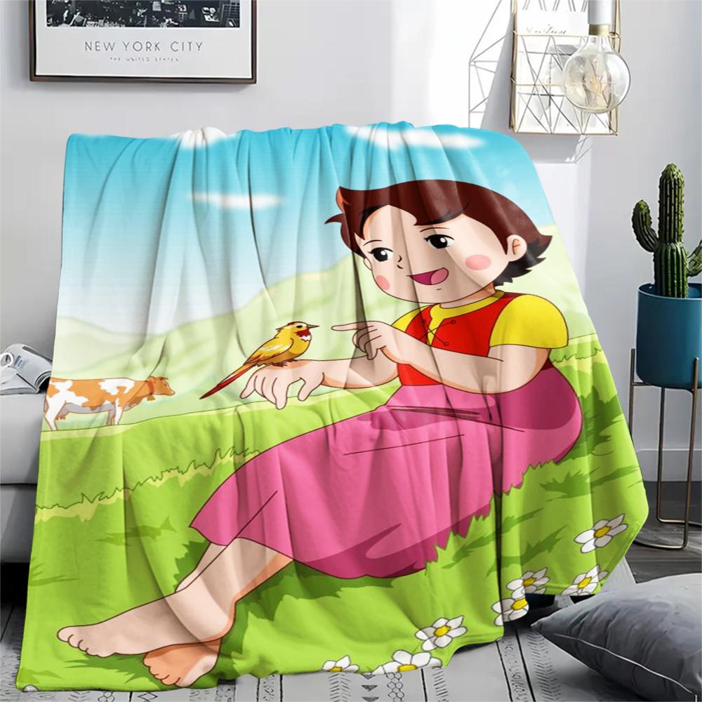 1PC Heidi Print Flannel Blanket, High quality Comfortable for All Seasons, Home Decor, Warmth and Comfort, Perfect for Christmas Gifts