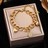 Stainless Steel Gold Color Eyes Heart Charm Bracelet For Women High Quality Non-fading Wrist Jewelry Accessories