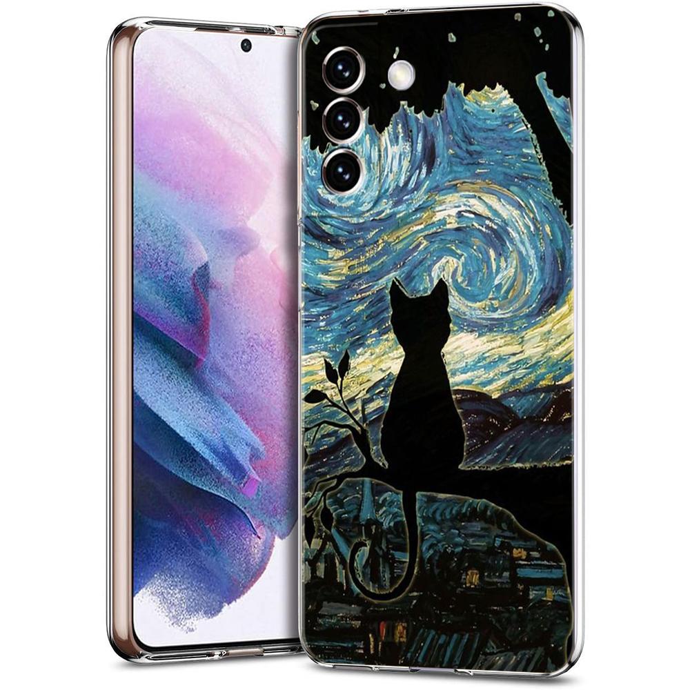 Милый чехол для телефона с рисунком черного кота для Samsung Galaxy S24 Plus S23 S22 S21 S20 FE Ultra 5G S10 S10E S9, мягкий прозрачный силиконовый чехол