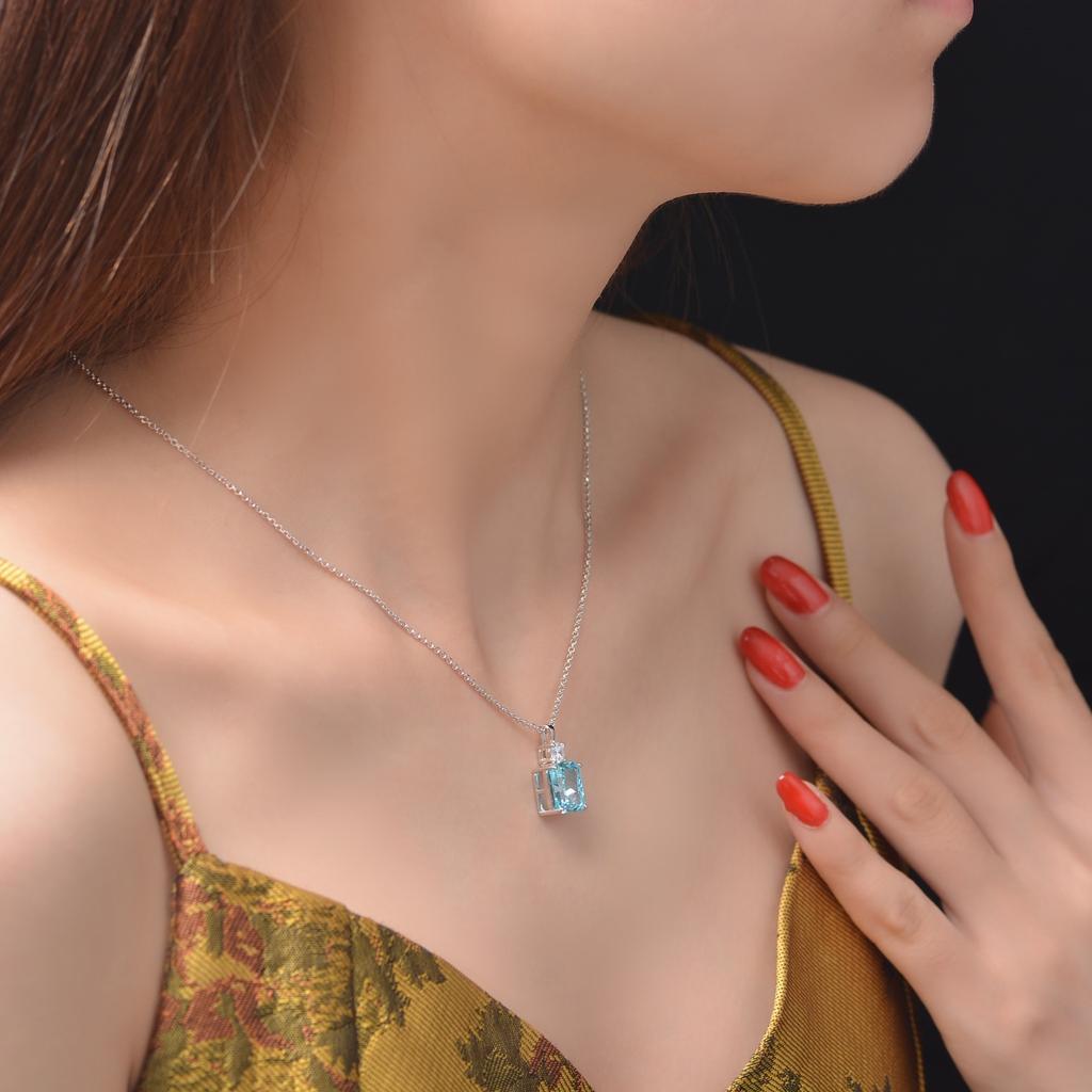 Gica Gema Высокоуглеродистые бриллиантовые ожерелья с серебром 925 пробы 9*10 мм Прямоугольный кулон Уникальный дизайн Романтические изящные ювелирные изделия Подарки для свадебной вечеринки