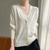 Spring and Autumn Women's Knitwear V-neck Cardigan Sweater Long Sleeve Jacket