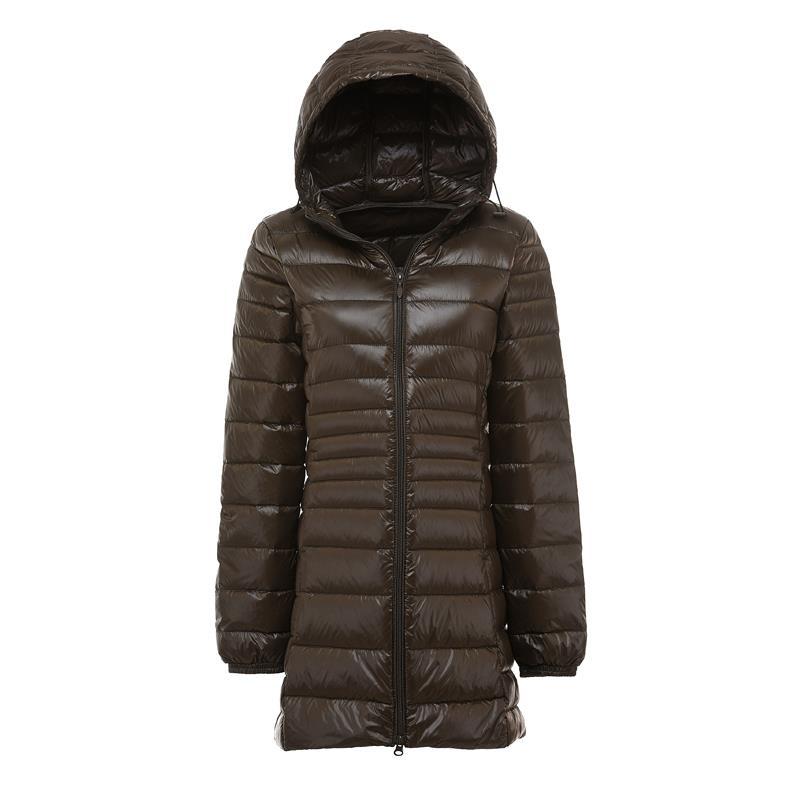 FASHION  Light Down Jacket Women's Medium  Long Fattened Plus Size Removable Cap Lightweight Ultra-thin Jacket Tide Clothes