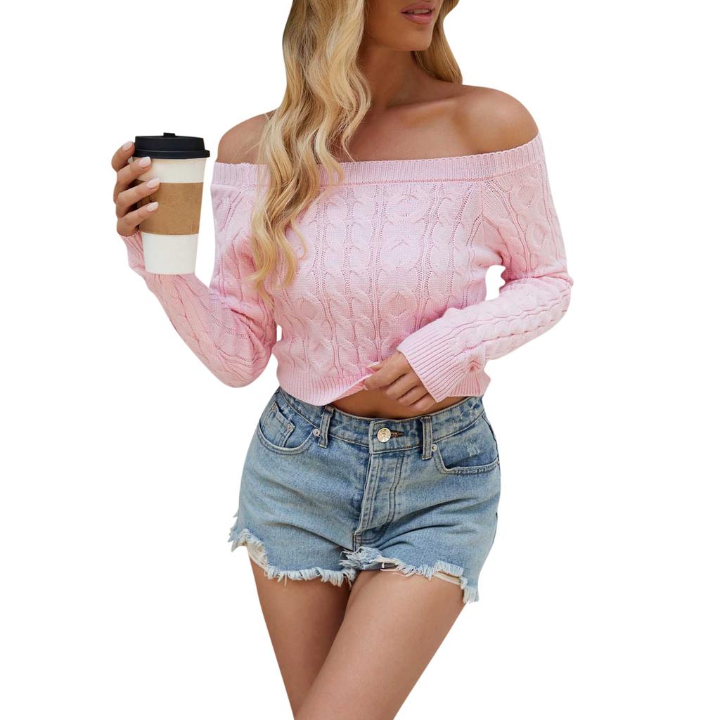 Женский модный однотонный сексуальный витой тонкий короткий вязаный кардиган на одно плечо