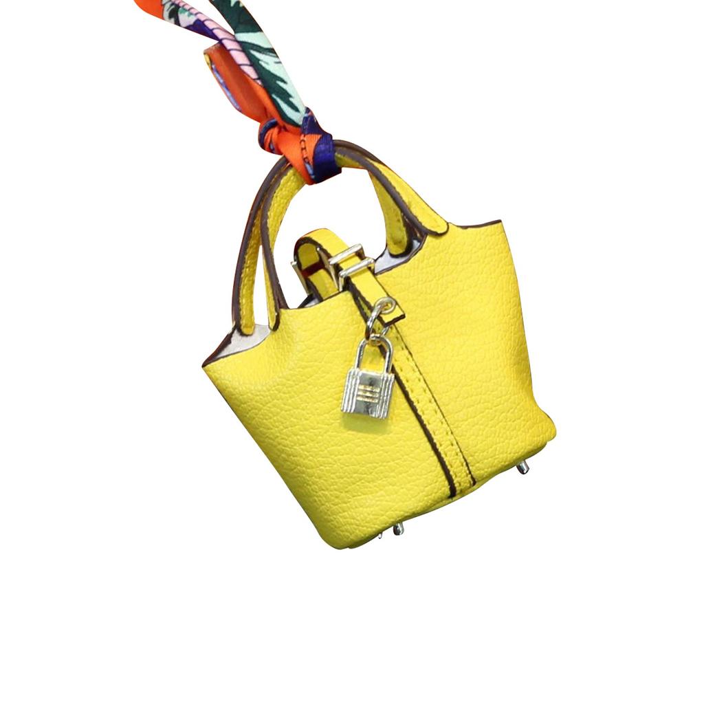 Милая подвеска в виде сумки-корзины, высококачественная кожаная подвеска-брелок для автомобиля, милая креативная подвеска