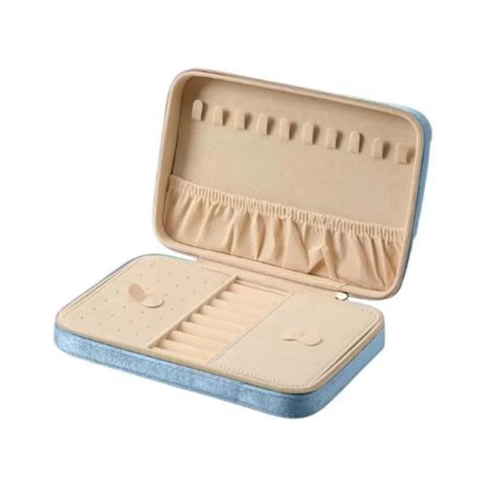 Large Capacity Velvet Jewelry Box Zipper Closure Jewelry Storage Case Jewelry Storage