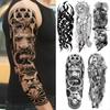 New 1 PC 480*170MM Super Large Compass Wolf Head Eye Fake Lion God Feather  Temporary Tattoo Sleeves For Men Women Tattoo Full Arm Tattoo Sticker