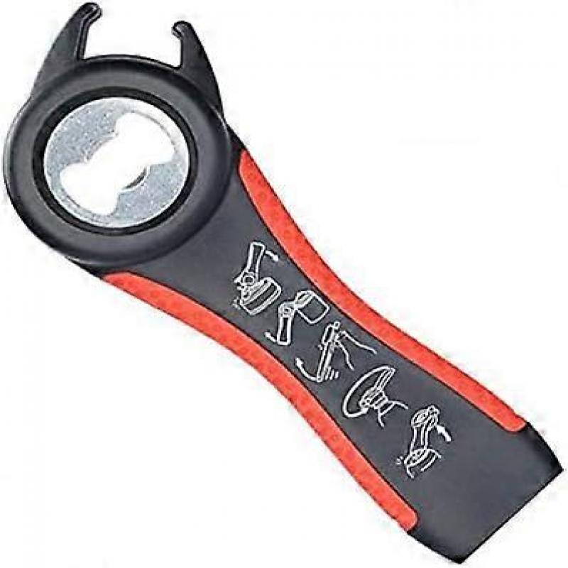 Premium All-in-one Multi-Function Personalized Jar Opener for Various of Kitchen Cans, Bottles, Wine, Beer (Red)